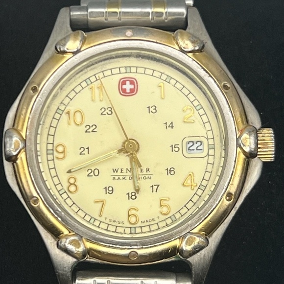 Vintage 90’s Wenger Diver SAK Design Silver and off  White Ladies Watch Working main image 4